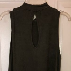 dark green mock neck swing dress